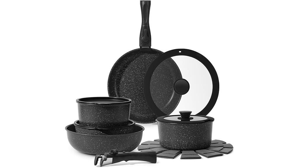 15 piece detachable handle cookware