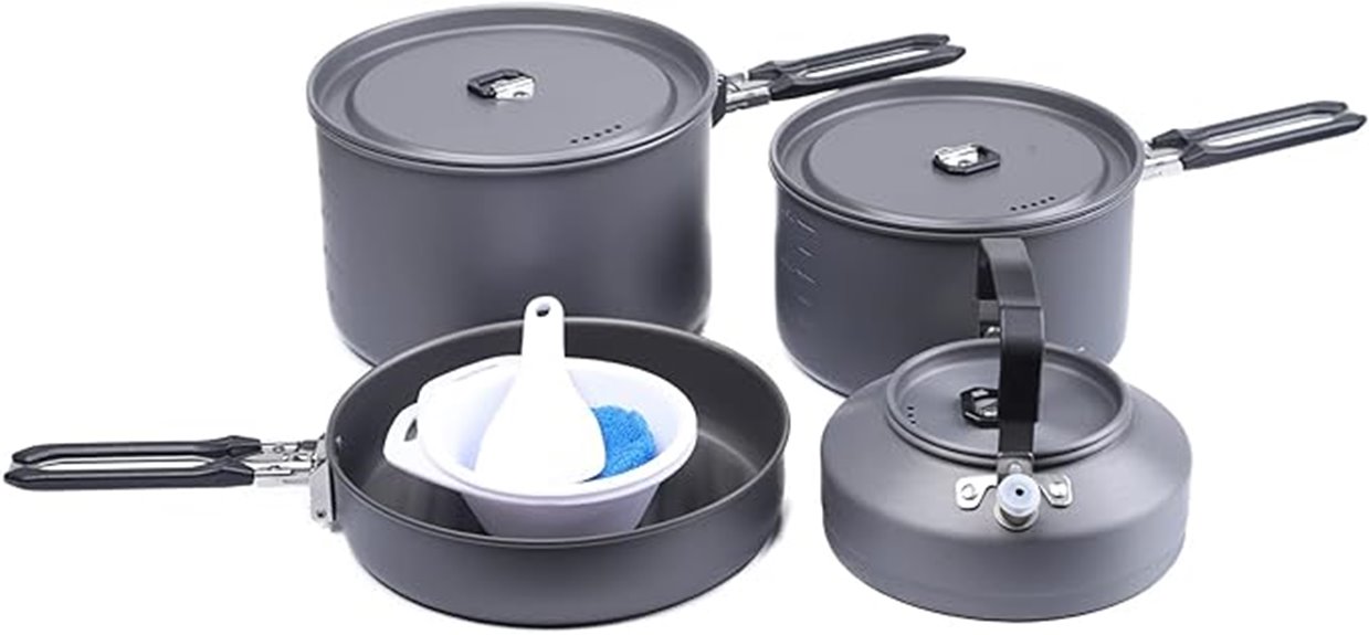 compact four piece cookware set