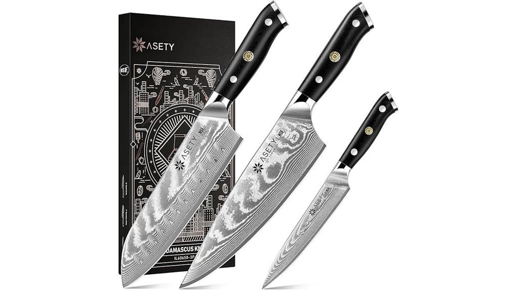 damascus 3 piece knife set