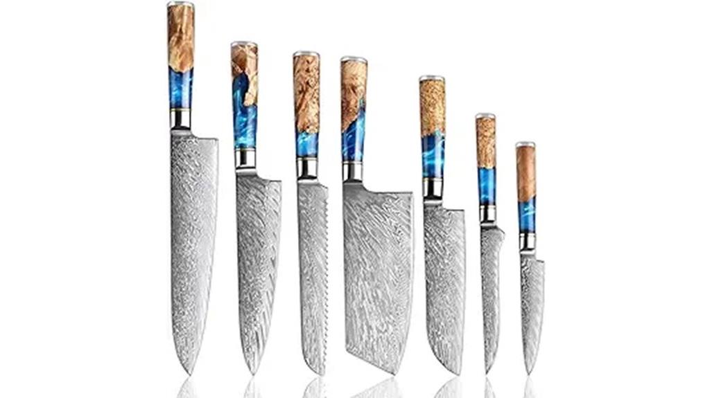 damascus 7 piece knife set