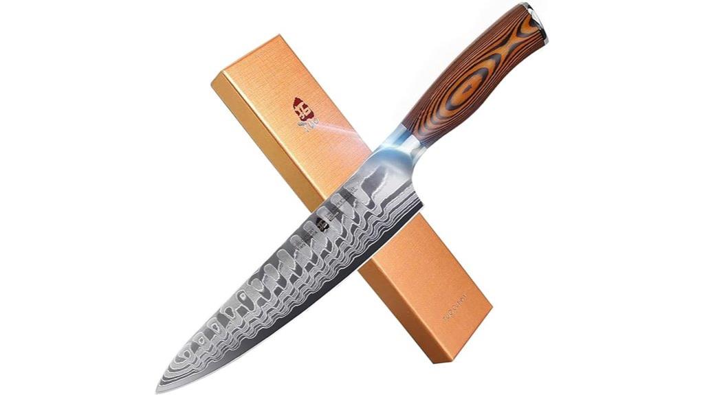 damascus aus 10 pakkawood knife