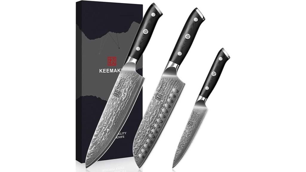 damascus kitchen knife set