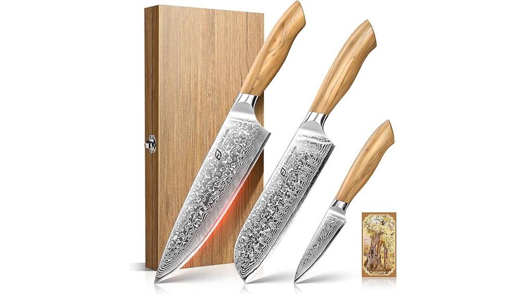 emojoy damascus knife set