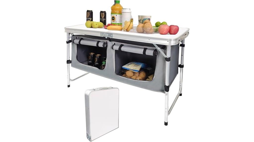 portable adjustable aluminum table