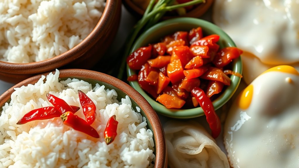 korean breakfast rice kimchi eggs