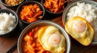 korean breakfast staples kimchi rice