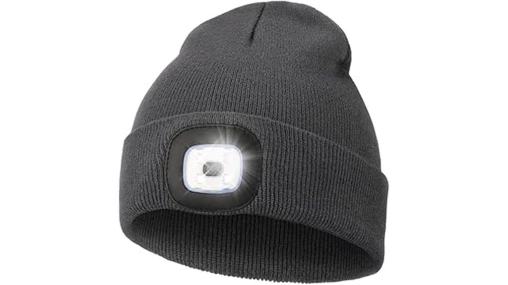 lighted unisex beanie with rechargeable headlamp