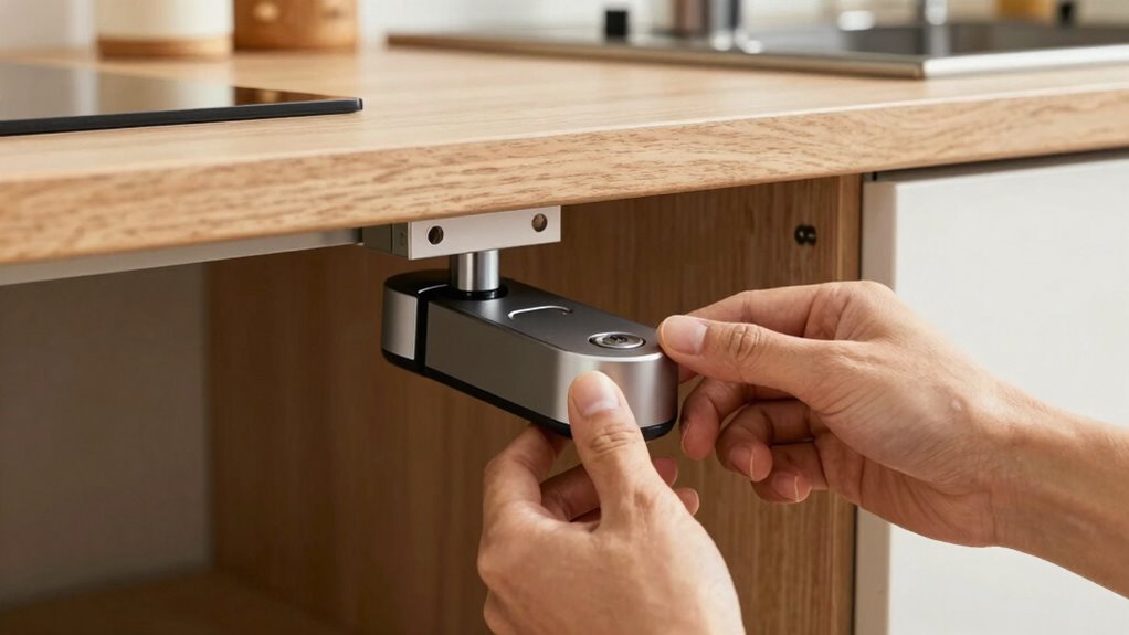 securely mount beneath cabinet