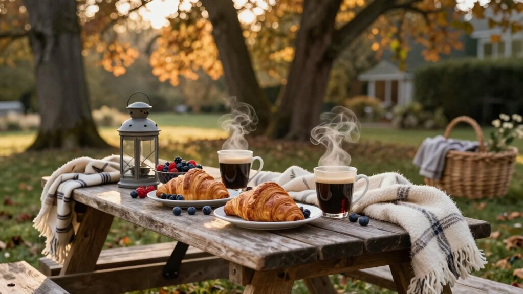 cool weather backyard breakfast