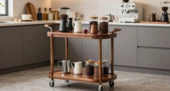 organized coffee cart setup