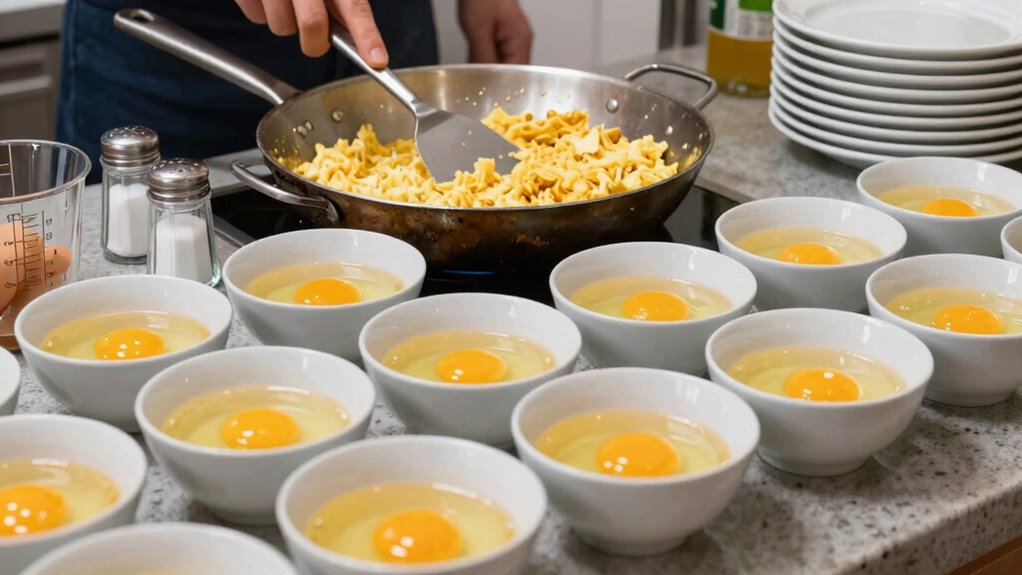 proper large scale egg cooking