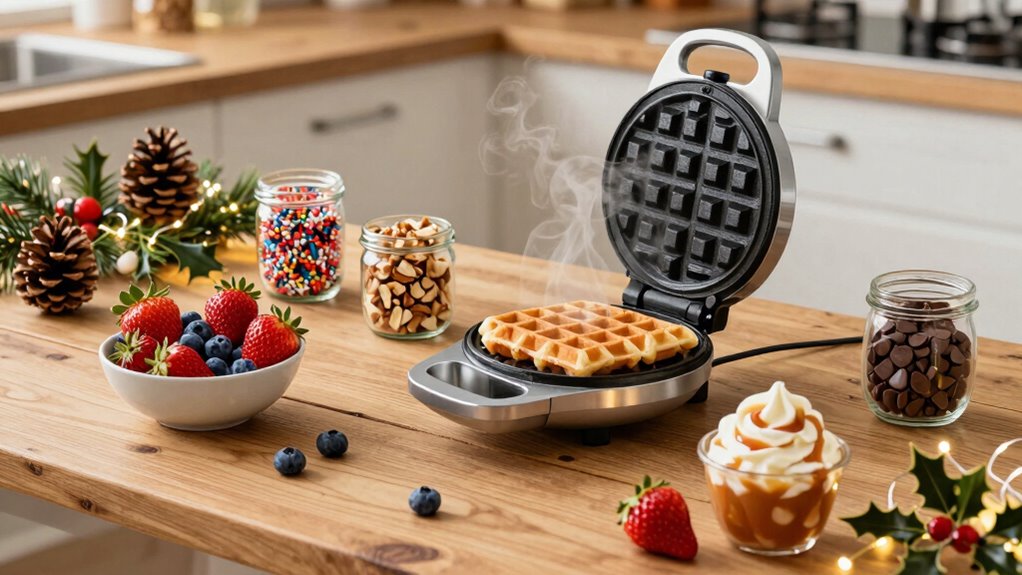 set up festive waffle station