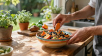 Roasted Sweet Potato, Black Bean, And Quinoa Salad