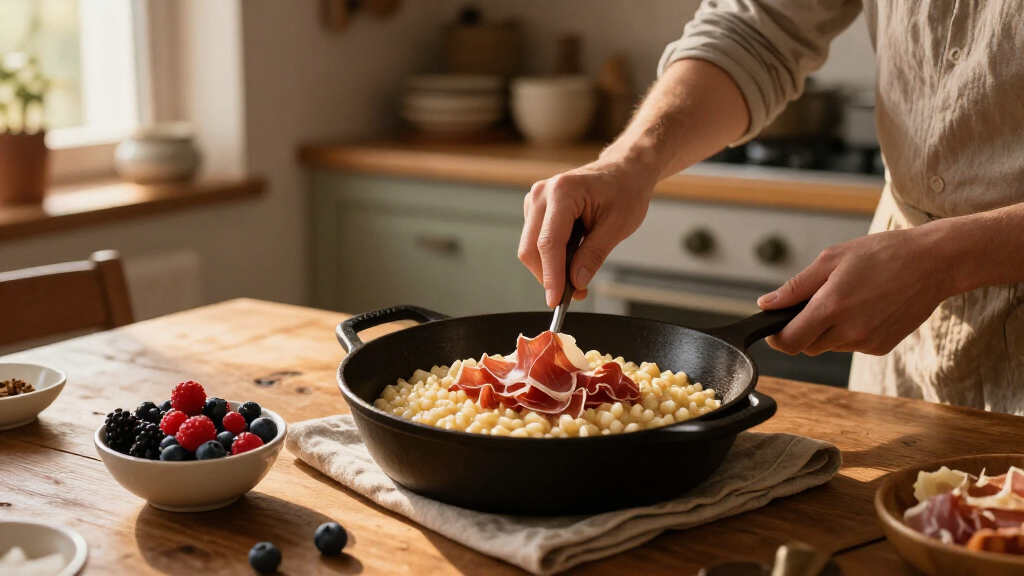 Orzotto Al Formaggio, Speck E Frutti Di Bosco
