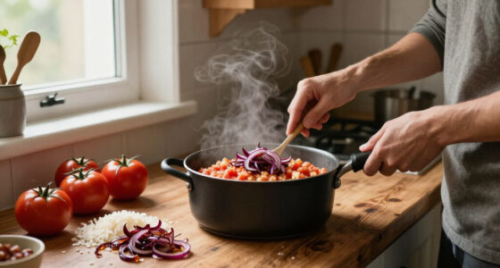 Tomato Risotto With Frizzled Red Onions