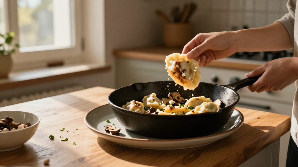 Skillet Pierogi With Mushrooms